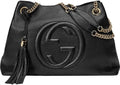Gucci Sizeoho Leather Chain Sizehoulder Handbag Black