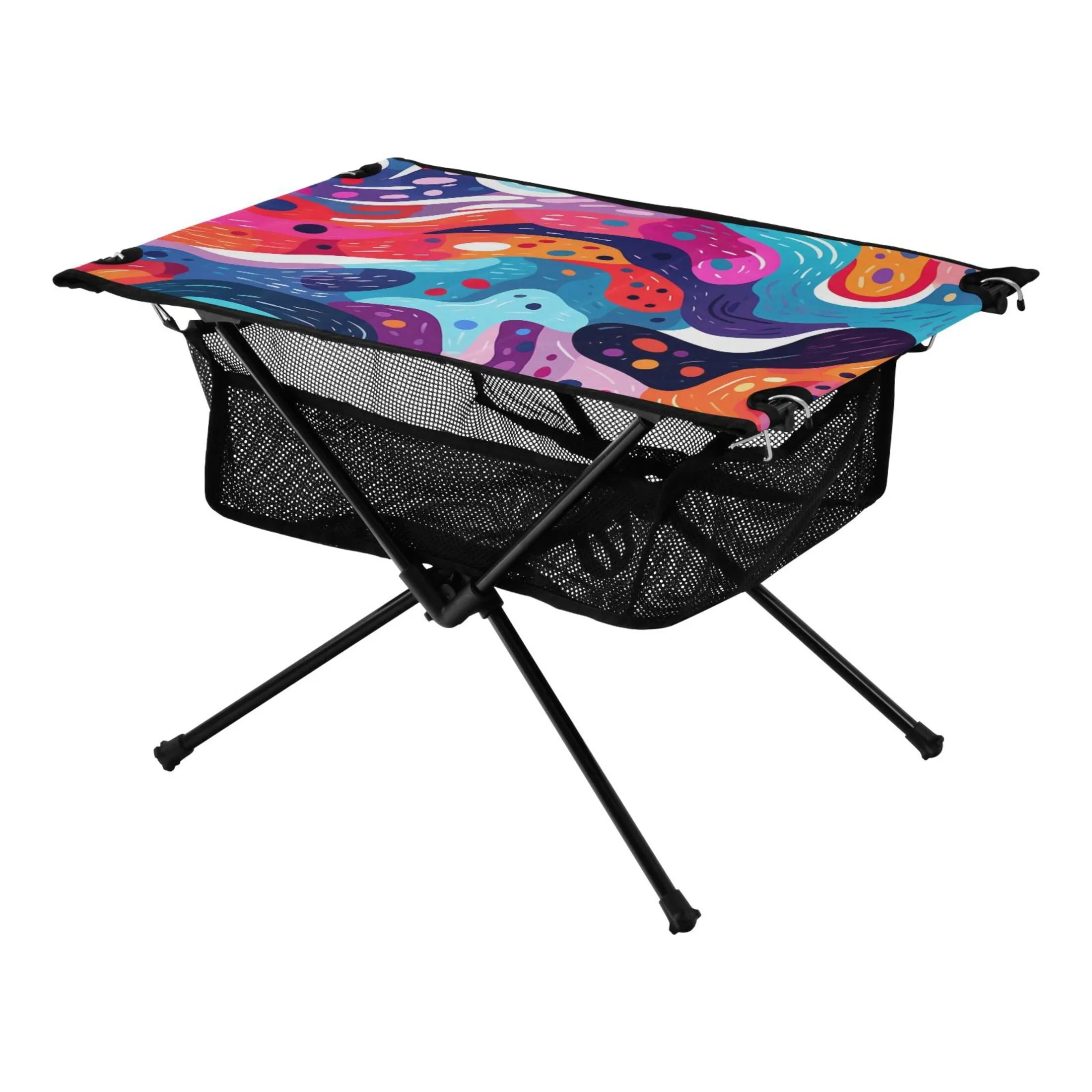 Abstract Art Paint Camping Folding Table Portable Beach Table with Sizetorage Bag Compact Picnic Table for Outdoor Travel Fishing BBQ