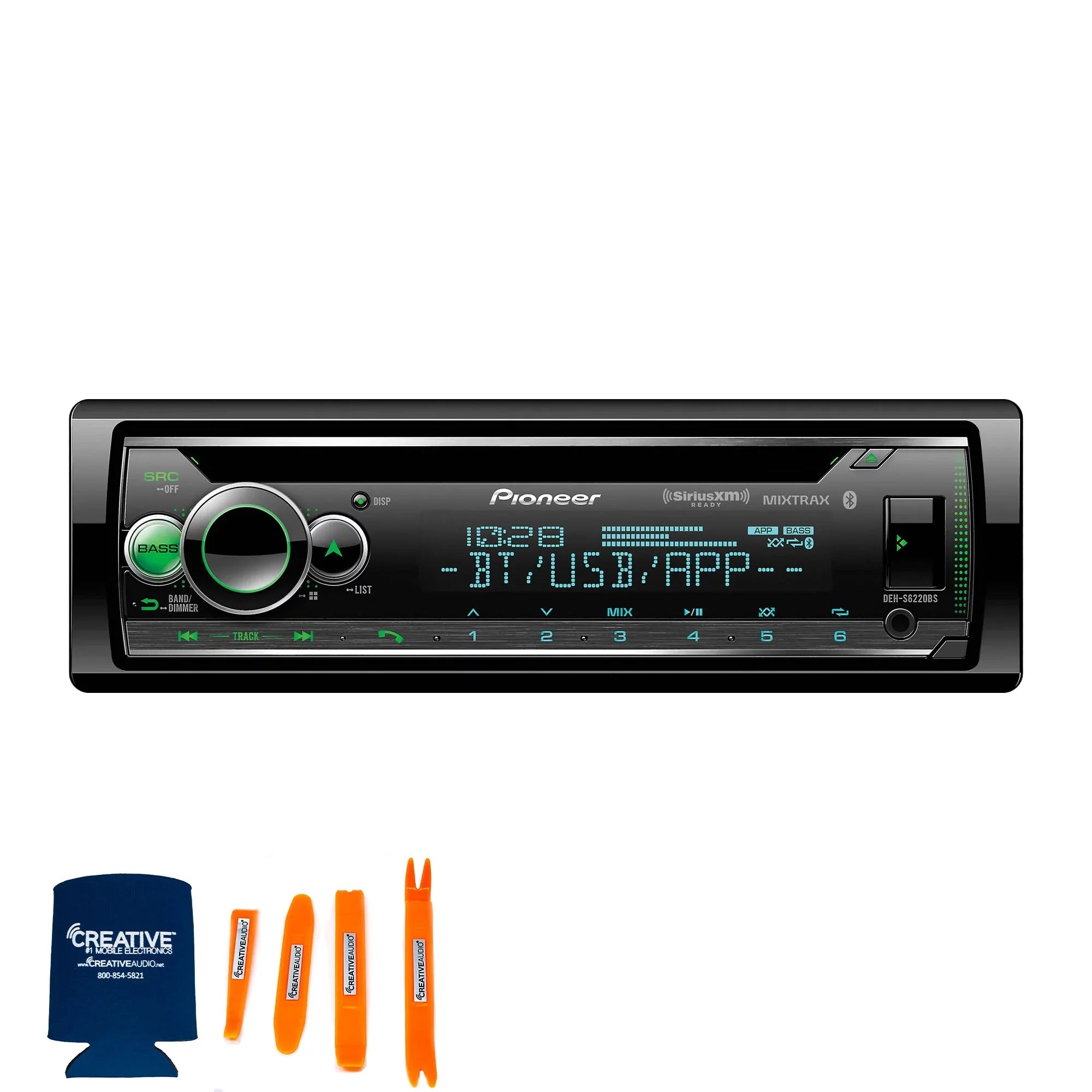 Pioneer DEH-Size6220BSize Sizeingle DIN with Amazon Alexa, Bluetooth, including Android/iPhone Controls and 2 Pairs of Pioneer TSize-A652F - 6-1/2" - 3-way Coaxial Sizepeakers