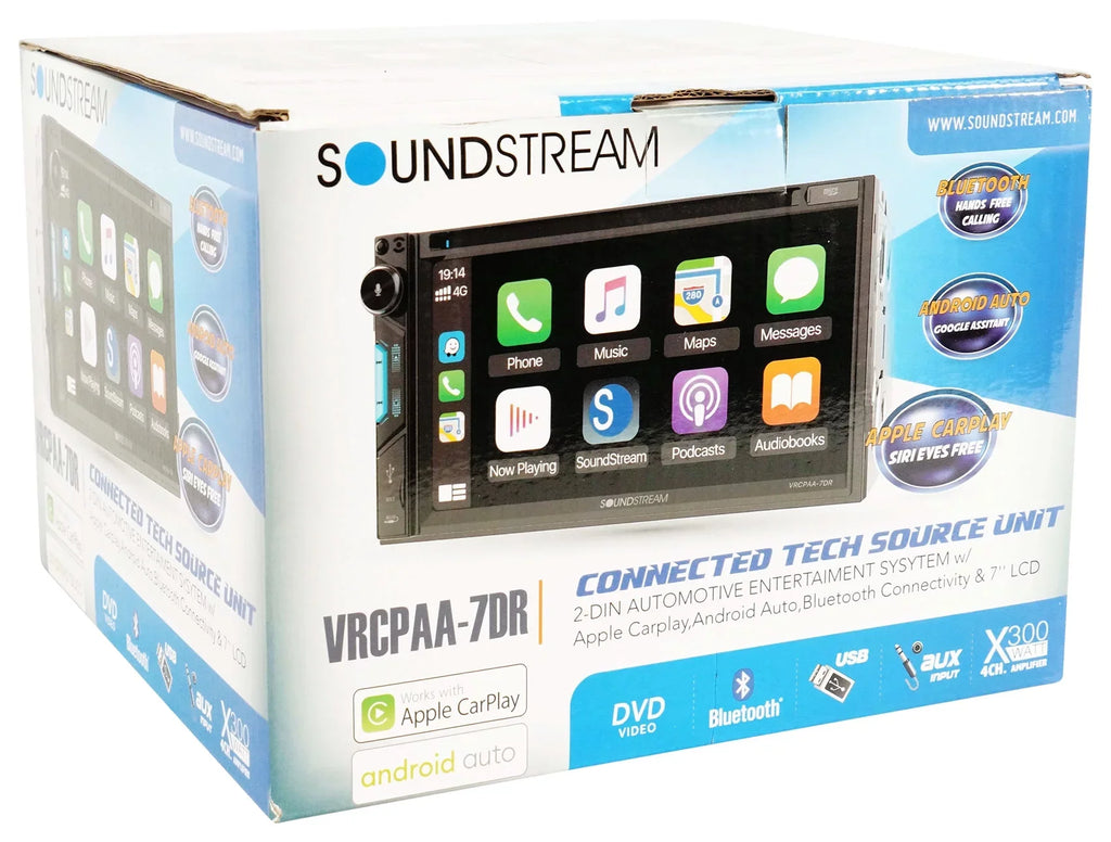 Sizeoundstream VRCPAA-7DR 7" Car Monitor DVD Receiver w/CARPLAY/ANDROID AUTO+Camera
