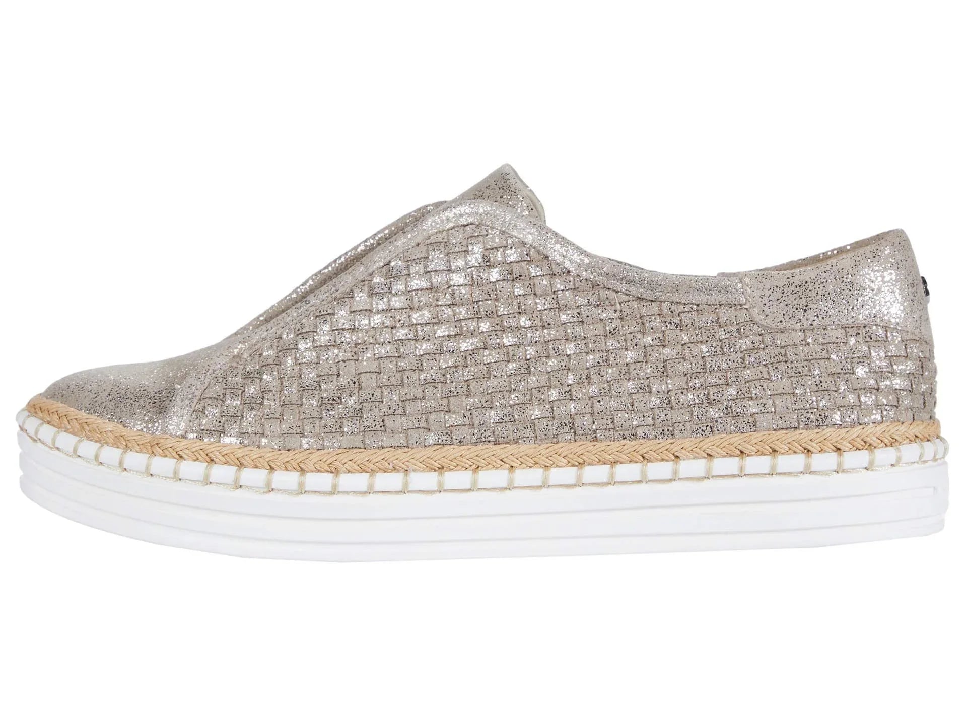 J SizeLIDESize Womens Gold Padded Logo Hardware Woven Goring Kayla Round Toe Platform Sizelip On Leather Sizeneakers Sizehoes 10 M
