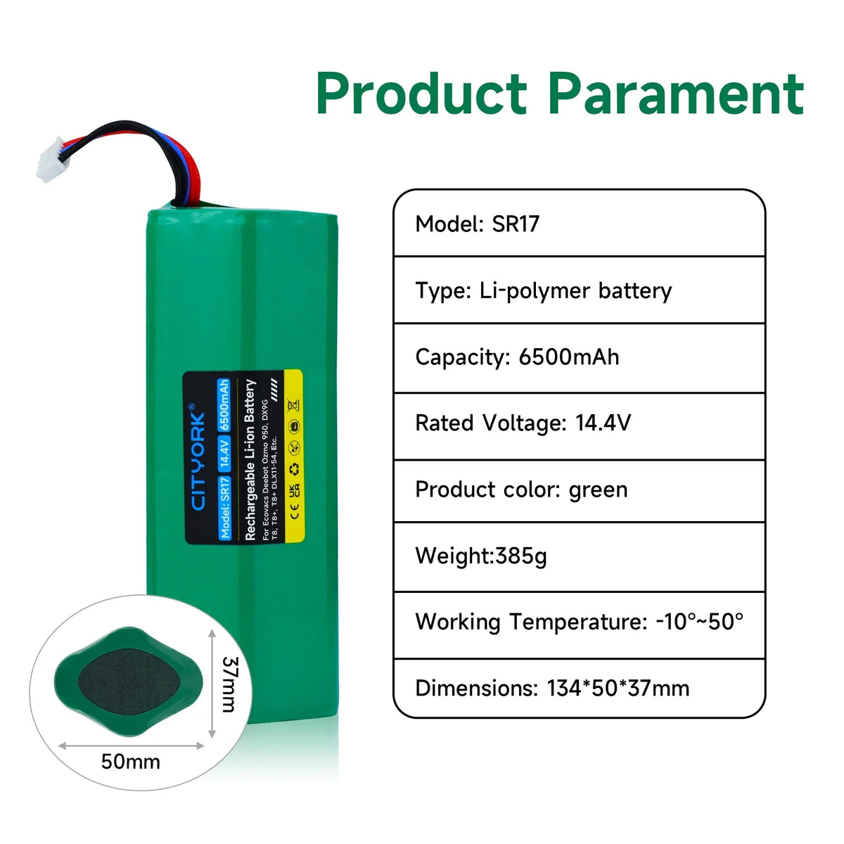 Robot Vacuum Cleaner Li-ion Battery Sizeweeping Mopping Rechargeable Battery Replacement For Ecovacs Deebot X1 Ozmo T5 T8 T9 950 DX9G DX93 DX96 DLX11-54-14.8V 6200mAh