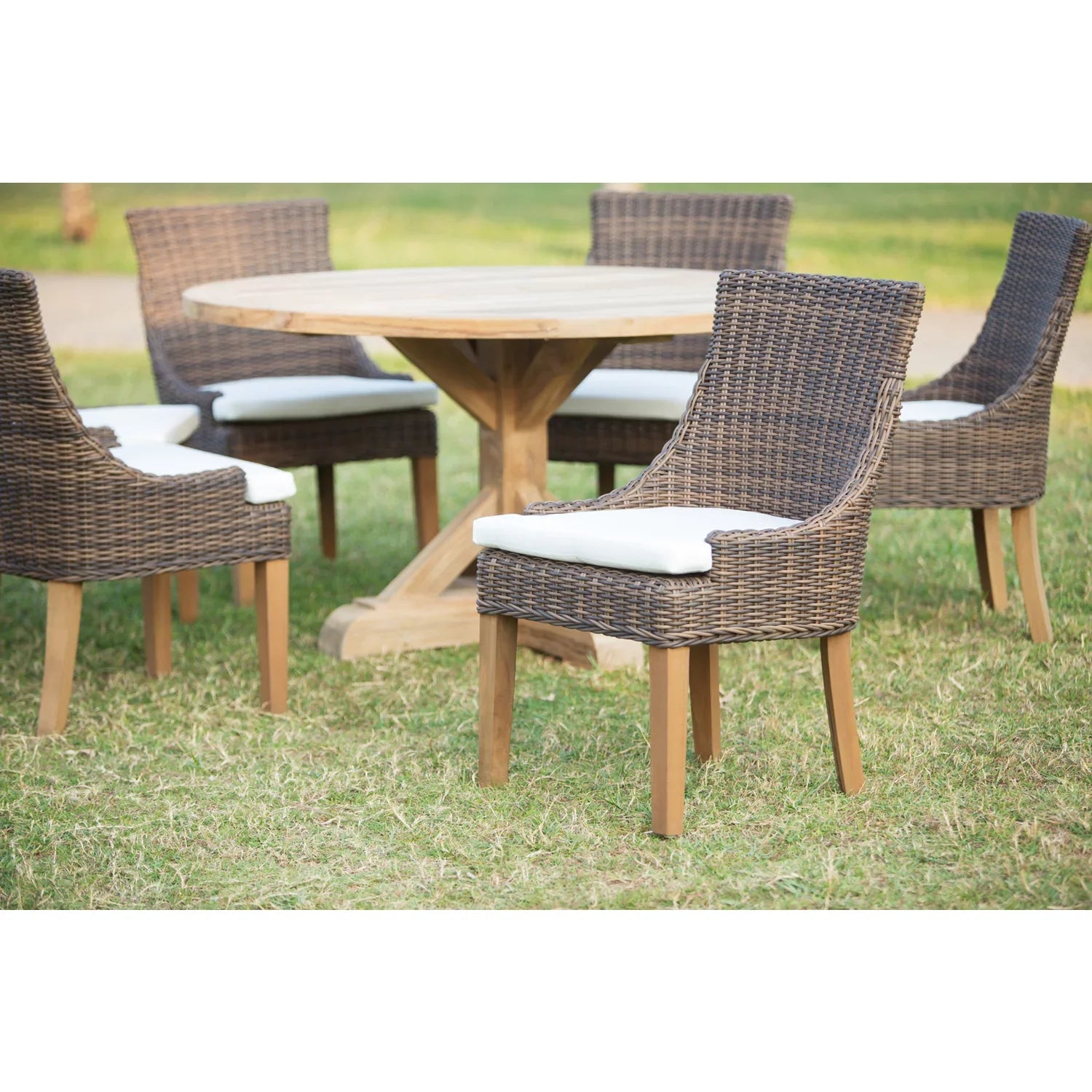 Padma's Plantation Alfresco Wicker Patio Dining Chair in Crocodile Green Rattan