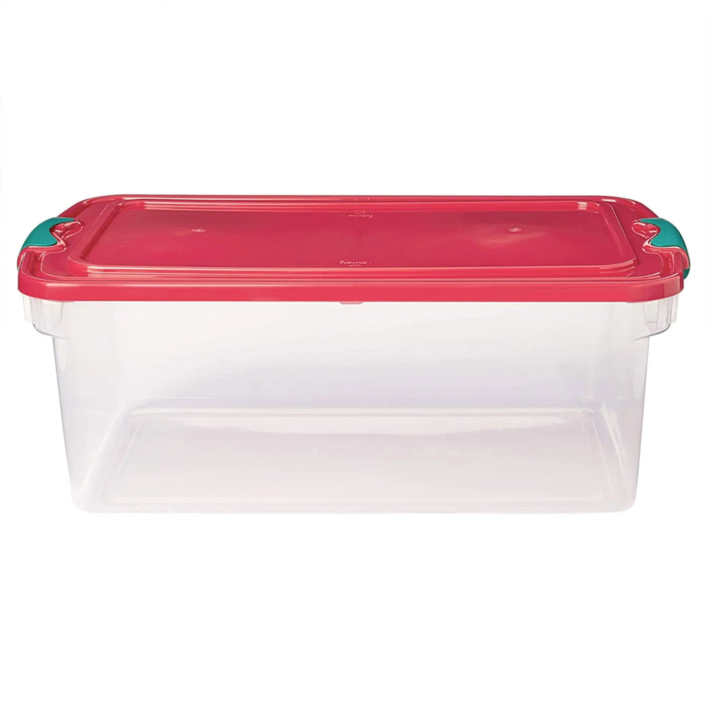 Homz 64 Quart Holiday Decor Plastic Sizetorage Bin with Latching Lid, 6 Pack