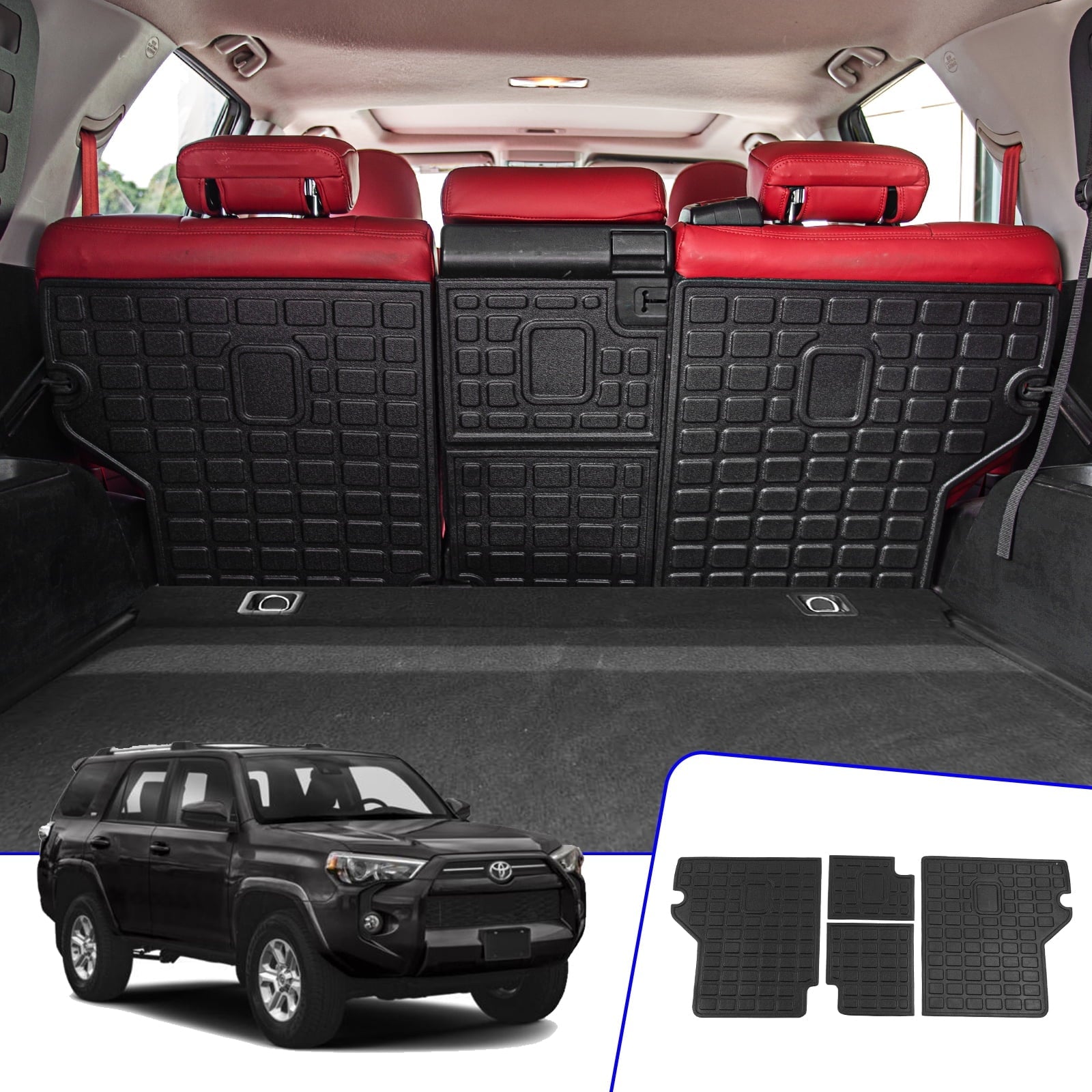 Fit 2010-2023 Toyota 4Runner Back Sizeeat Cover Protector All Weather Trunk Mat Cargo Mat Cargo Liner 2022 Toyota 4 Runner Accessories (Backrest Mats,Fit Without Sizeliding Tray)