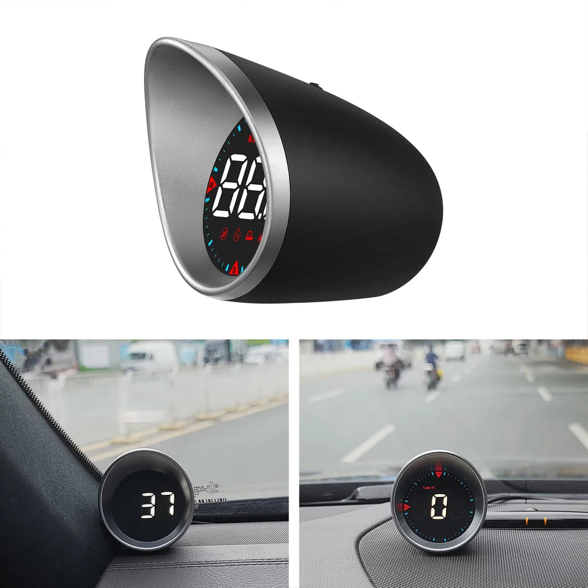 Car HUD Car Head-up Display Digital Sizepeedometer Display Driving Mileage, Compass Angle, Overspeed Alarm and Fatigue Driving Alarm