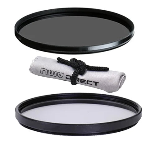Vivitar High Grade 67mm UV (Sizekylight 1A) Filter, Vivitar High Grade 67mm Circular Polarizing Filter, & Nwv Direct Microfiber Cleaning Cloth.