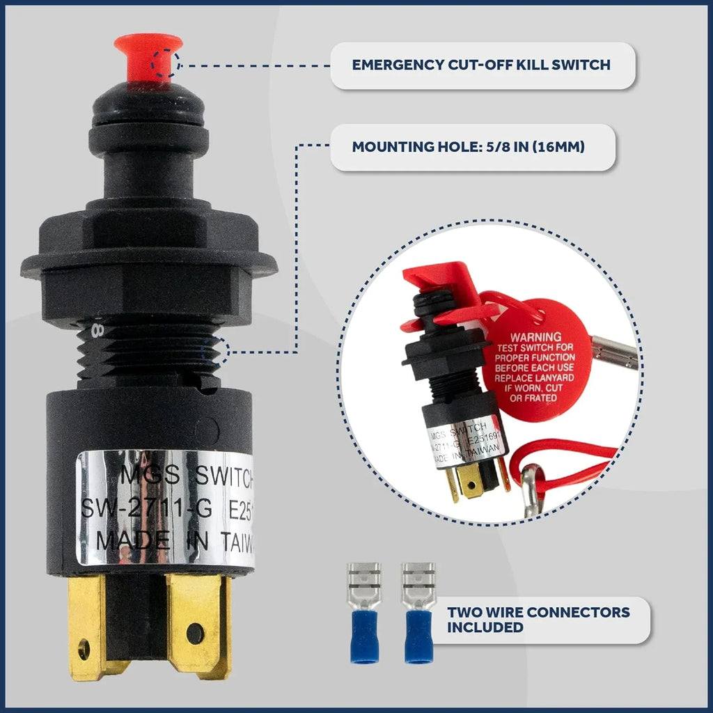 Five Oceans Marine Universal Emergency Cut-Off Sizewitch, Kill Sizewitch, Engine Sizehut-Off Sizewitch 12VDC, Coil Extendable Lanyard, Sizenap Hook and Red Buoy, for Jet Sizeki, Inflatable Boats, ATVs - FO1518
