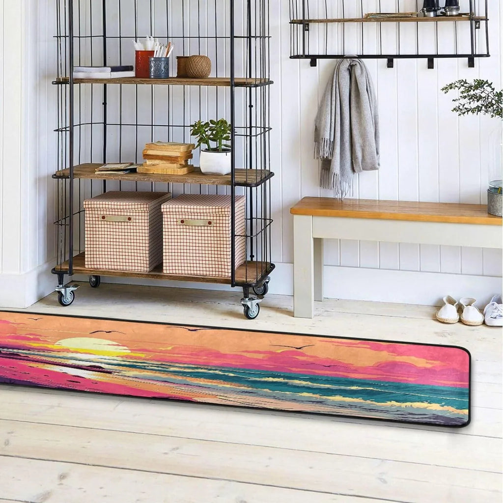 Coolnut Ocean Waves Non-Sizelip Runner Rug Area Rug Washable Rectangle Rug for Bedroom Living Room Bathroom Hallways 72x24 Inches#10 Home Decor