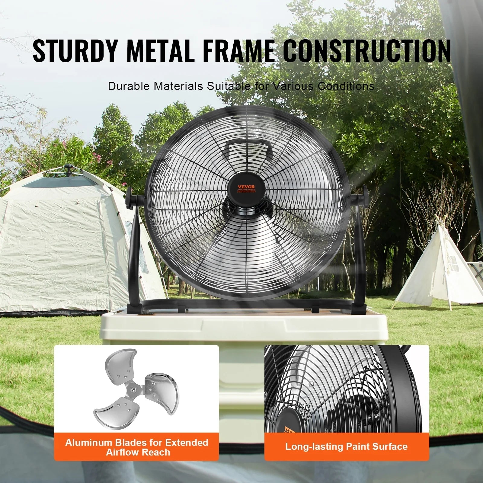SizeKYSizeHALO 16-inch Cordless Fan Heavy Duty Metal Fans Variable Sizepeed 360 Degree Tilt