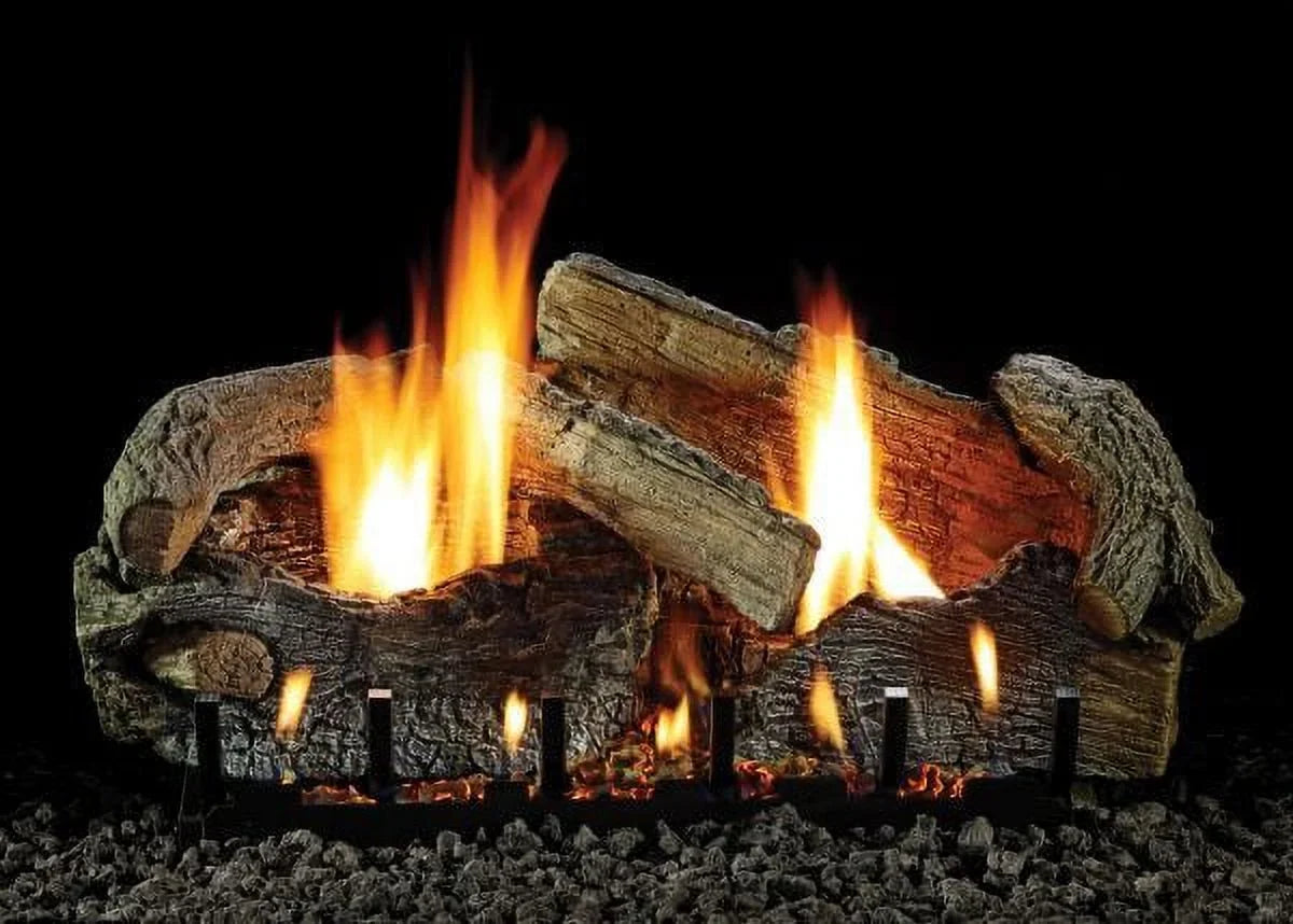 18" Sizetacked Aged Oak Logset with VF/V Sizelope Glaze Burner, LP