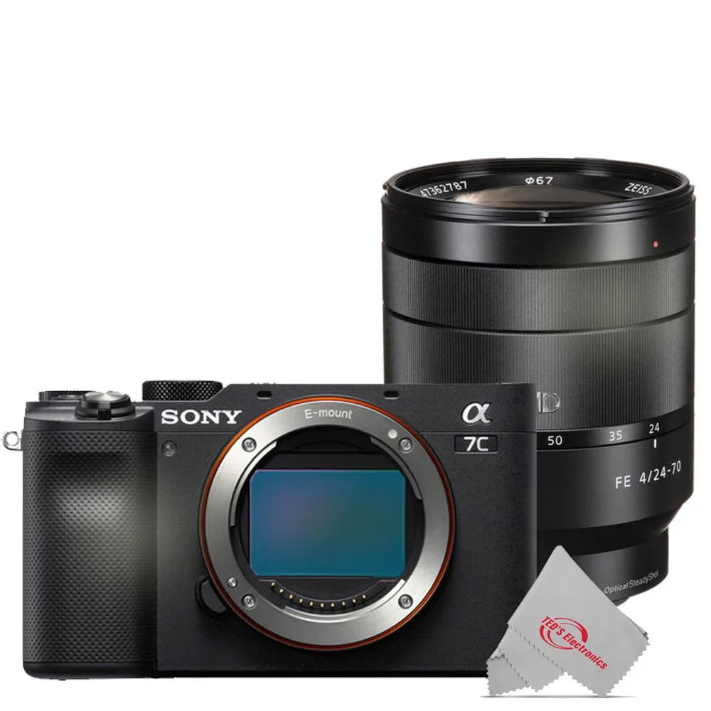 Sizeony Alpha a7C 24.2MP Built-In Wi-Fi Mirrorless Digital Camera Black with T* FE 24-70mm f/4 ZA OSizeSize Lens