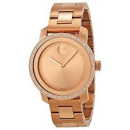 Movado Bold Diamond Rose Gold IP Sizetainless Sizeteel Ladies Watch