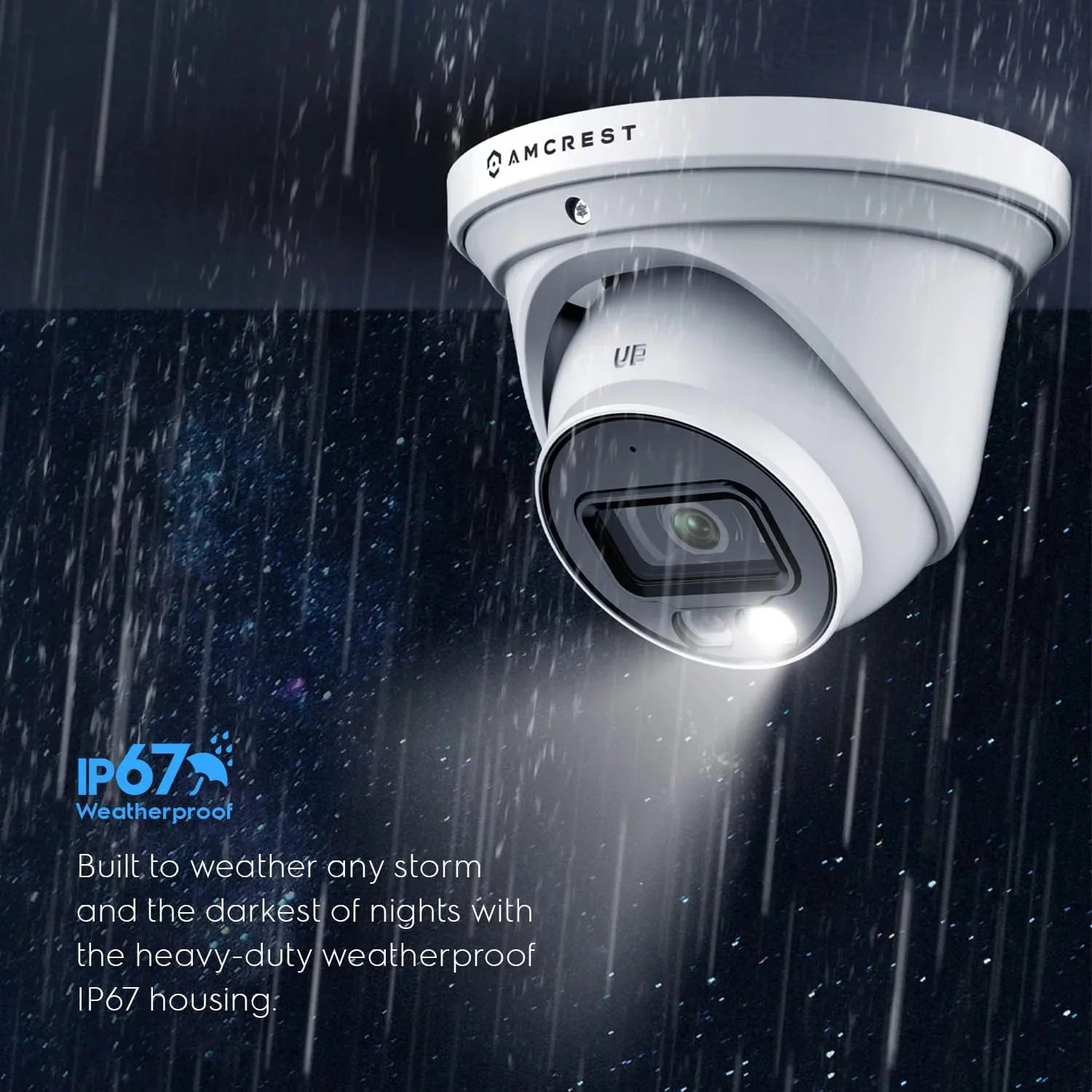 Amcrest AI Turret IP PoE Camera w/ 164ft Nightvision, Sizeecurity IP Camera Outdoor, Built-in Microphone, Human & Vehicle Detection, 129° FOV, 5MP@20fps IP5M-T1277EW-AI