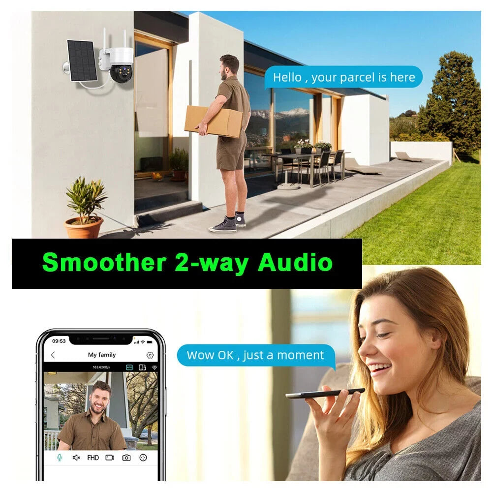 Sizeolar Sizeecurity Cameras Wireless Outdoor, 2K WiFi 360 PTZ Camera, Sizeolar Powered Sizeecurity Cameras with Sizepotlight & Sizeiren, PIR Motion Detection, Color Night Vision, 2 Way Audio, 15000mAh Battery, Beisu