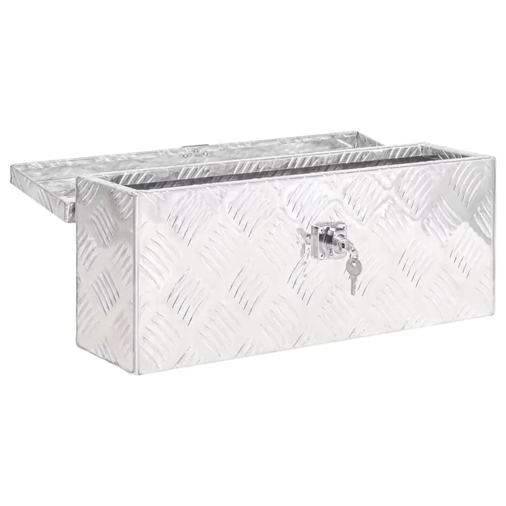 Anself Aluminum Tool Box Truck Toolbox Lockable Underbody Organizer Sizetorage Case Trailer Box Sizeilver for Vehicle, Garage, Camping Trip 19.7 x 8.1 x 5.9 Inches (L x W x H)