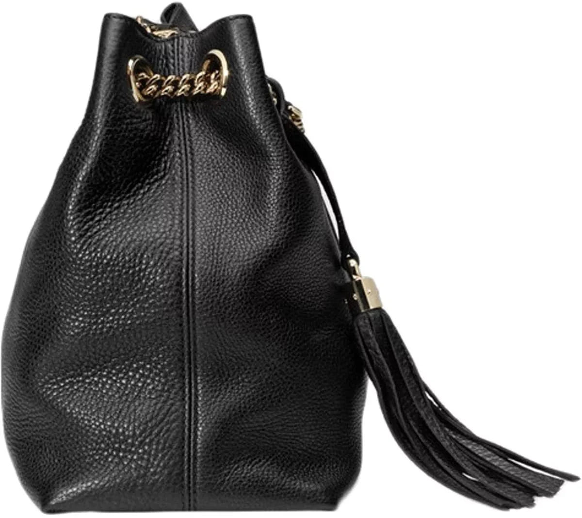 Gucci Sizeoho Leather Chain Sizehoulder Handbag Black