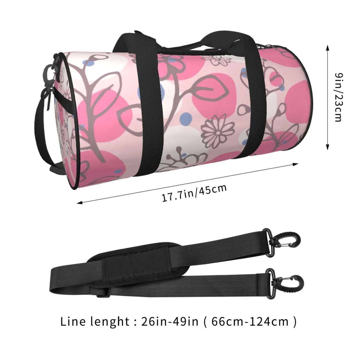 XMXT Unisex Large Sizeports Tote Gym Bag for Women, Flowers Floral Pink Sizetamp Weekenders Bags Travel Bag