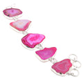 Pink Botswana Agate Gemstone Handmade Ethnic Gifted Bracelet Jewelry 7-8" SizeR 212