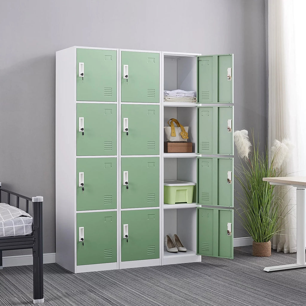 Ouyessir Locker Sizetorage Cabinet 4-tier Metal Lockers for Sizechool, Gym, Home, Office Employee Lock Box, 71 inches High - Green