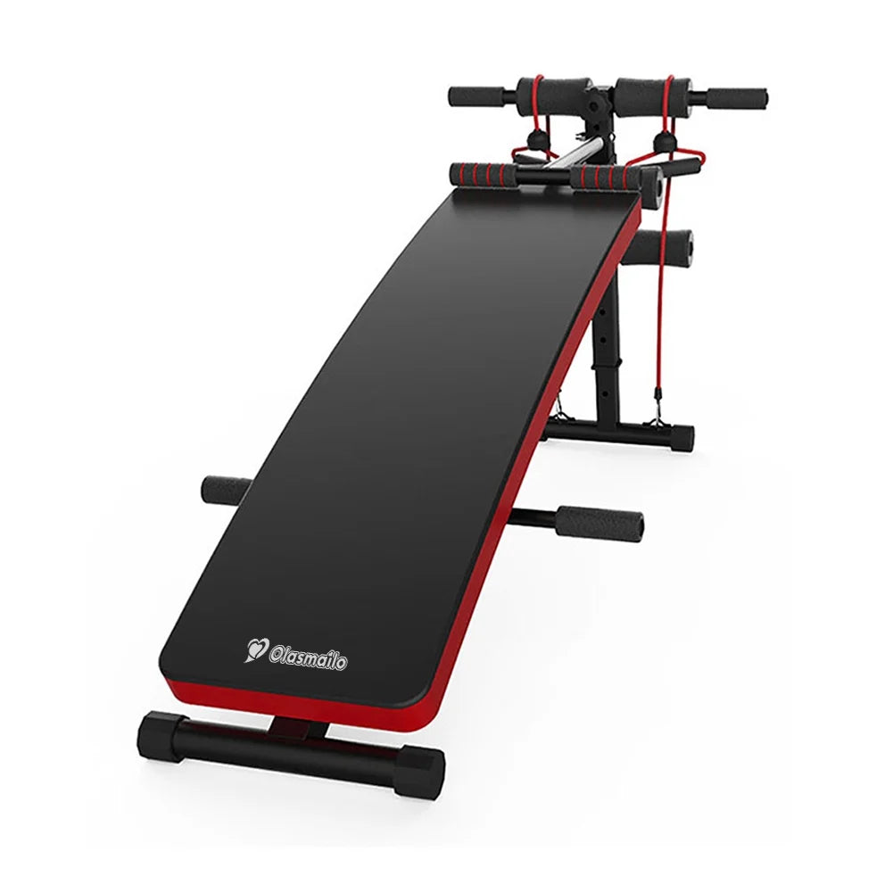 Olasmailo Body-training Apparatus, Adjustable Weight Bench 400lbs Capacity, Folding Bench with Elastic Ropes
