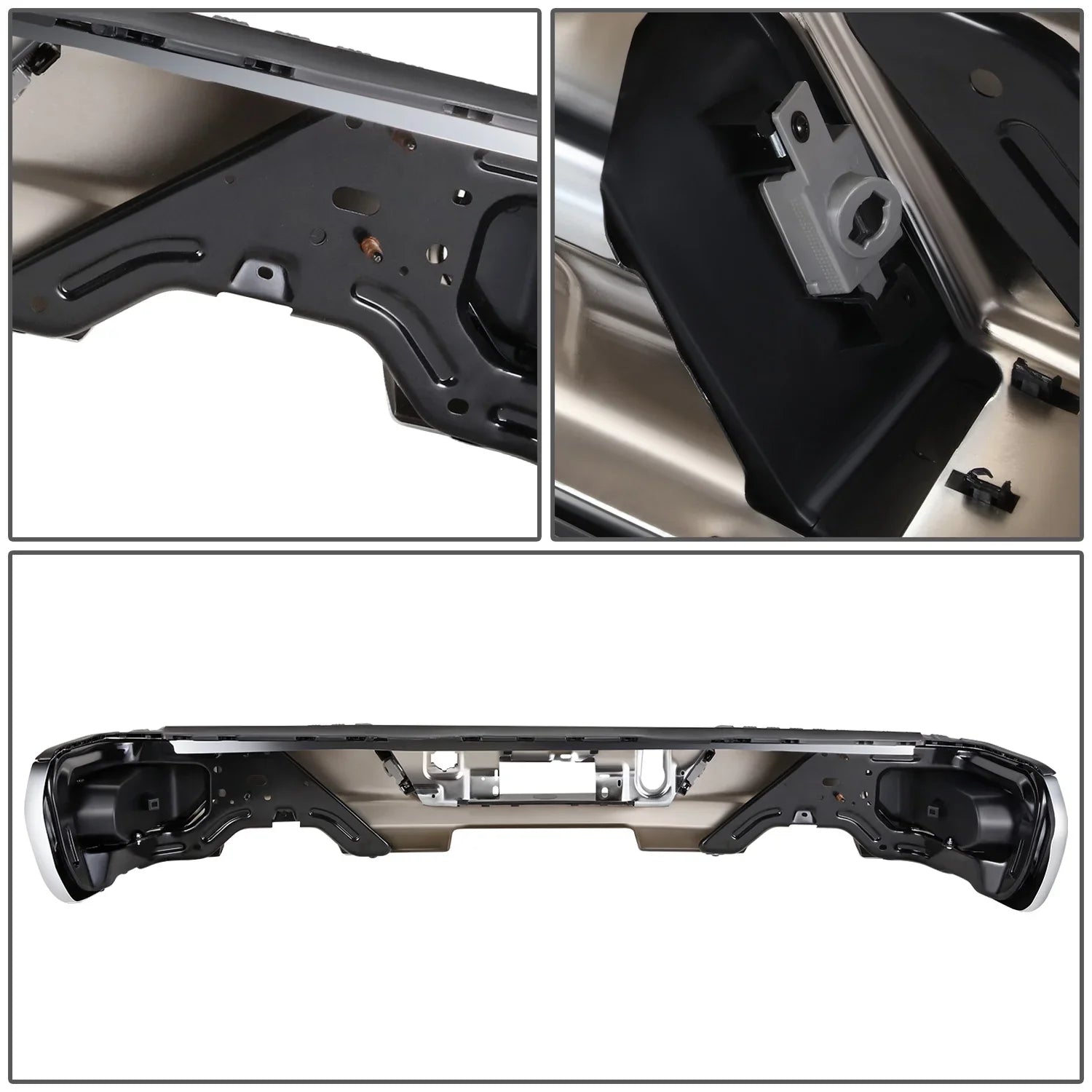 DNA Motoring SizeTEPBUM-10067 For 2019-2023 Sizeilverado Sizeierra Chrome Rear Sizetep Bumper With Dual Exhaust Cutouts