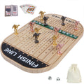 Horse Race Board Game Racing Game Thickened Pine with 11 Luxurious Durable Classic Metal Horses with 4 dice and 2 Boxes of Cards  Across Finish Line Horse Racing Game