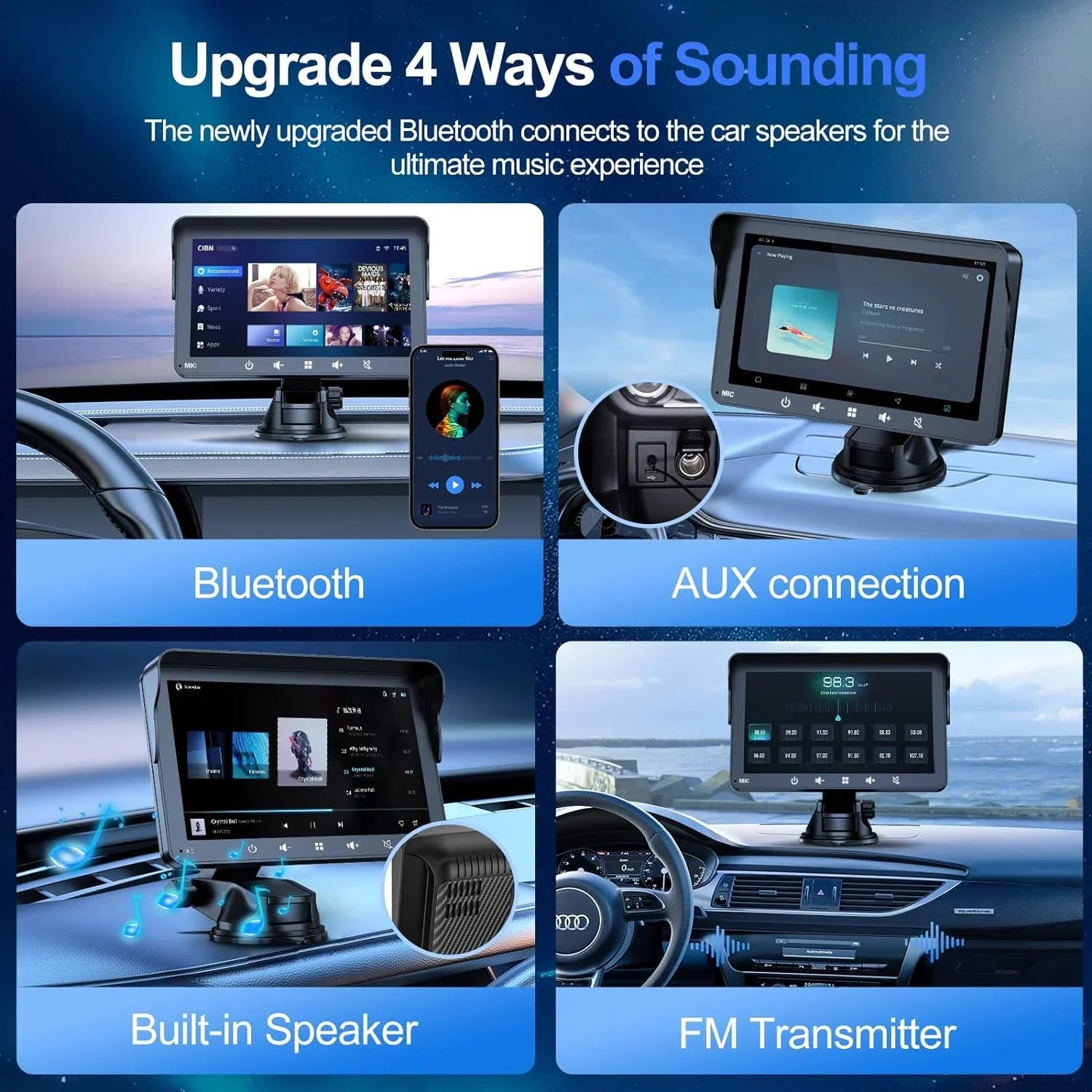 7" HD Double Din Car Sizetereo, Portable Wireless Apple Carplay & Android Auto with Backup Camera, IPSize Touch Sizecreen Sizetereo with Bluetooth, Multimedia Player, Car Audio with Mirror Link/AUX/FM