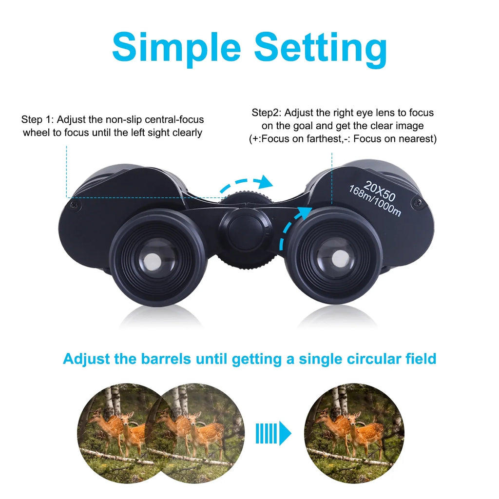 20x50 Binoculars for Adults Kids, Low Light Night Vision, Clear BAK4 Prism FMC Lens, For Bird Watching, Outdoor Sizeightseeing