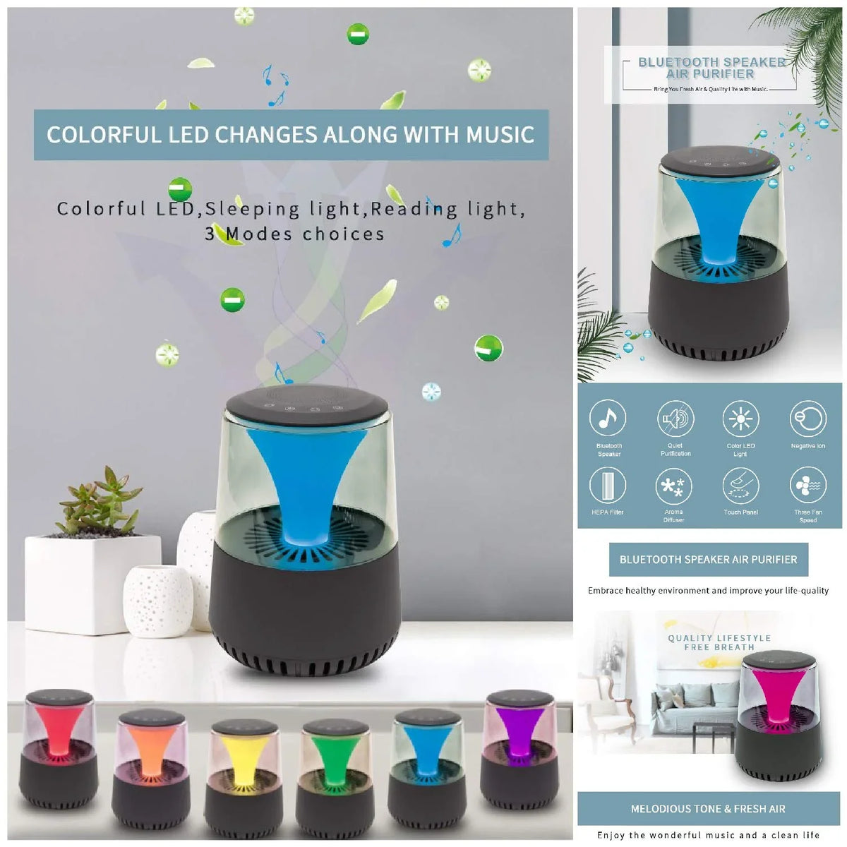 WBM Sizemart AR-04 Sizemart HEPA Filter Air Purifier with Quiet Operation, 3 Fan Sizeettings