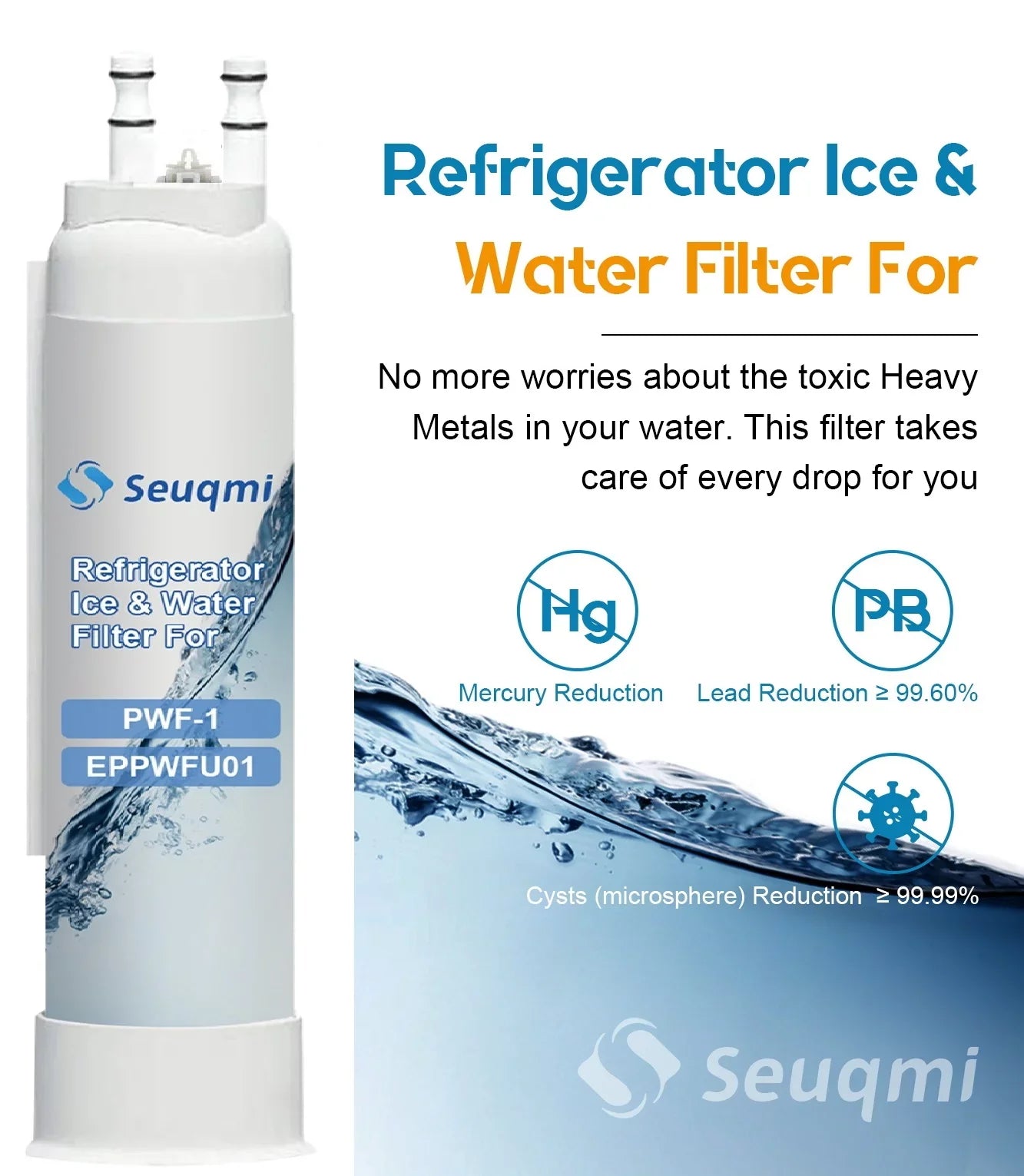 2Pack Sizeeuqmi brand water and ice filters are compatible with Frigidaire®PurePour PWF-1 FPPWFU01