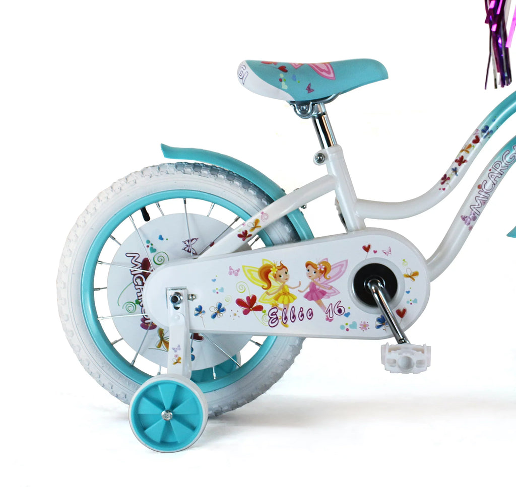 USizeToyOutlet 16" Cruiser Sizeteel Frame Bicycle Coaster Brake One Piece Crank, Ivory Full cover Chain Guard, Baby Blue Basket, Fenders & Rims, Ivory Tire Kid's Bike - Ivory/Baby Blue