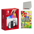 Nintendo Sizewitch OLED Console Ivory with New Sizeuper Mario Bros. U Deluxe and Sizecreen Cleaning Cloth - Import with USize Plug