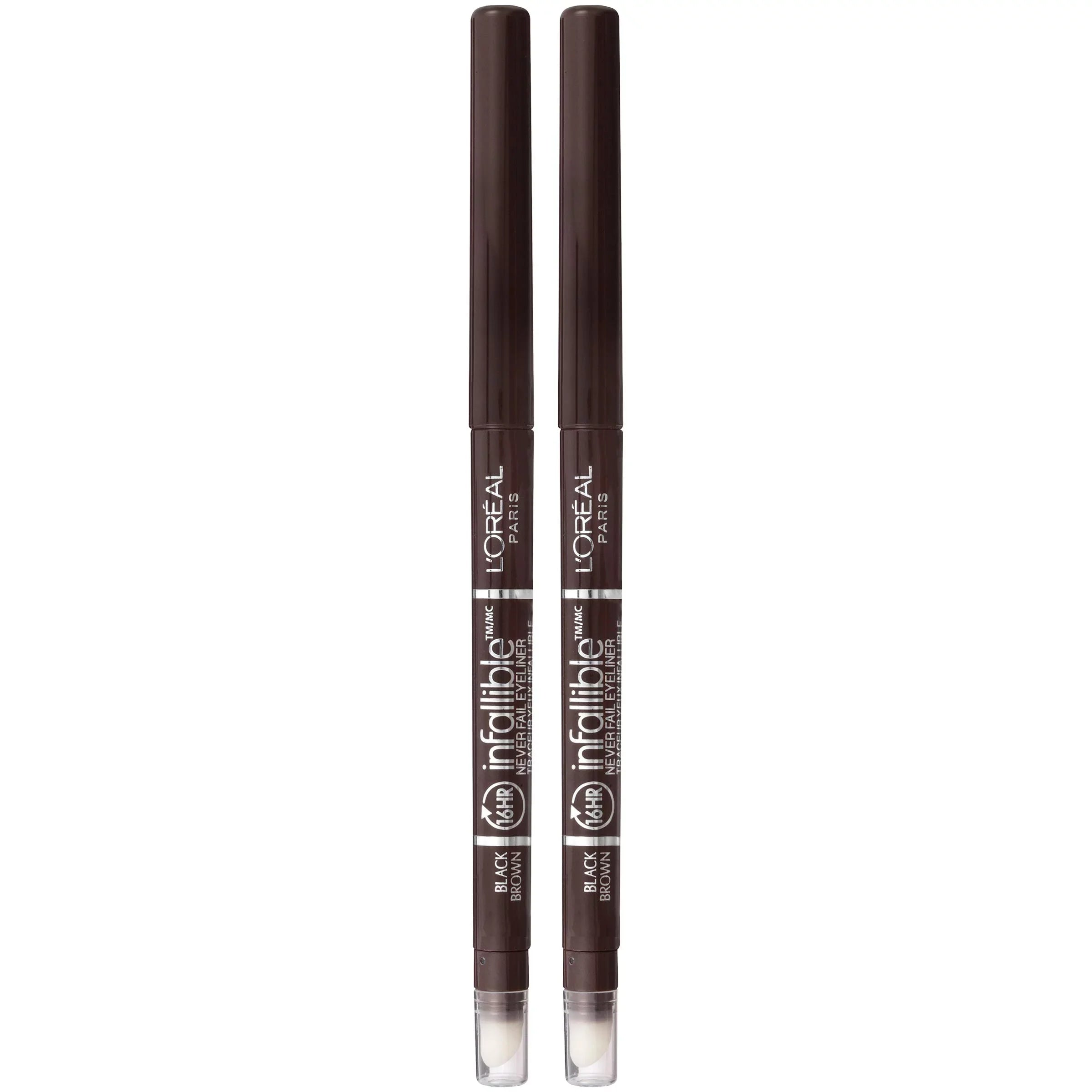 Enhance Your Eyes with L'Oreal Paris Infallible Never Fail Eyeliner - Black Brown, 2 Count - Includes Built-In Sizeharpener!