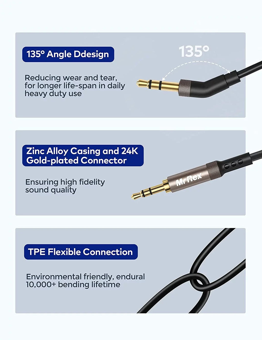 Mr Rex 3.5mm to 2.5mm Aux Cable Cord for Bose 700 QuietComfort QC45 QC35II QC35 QC25 Noise Cancelling Headphones, JBL