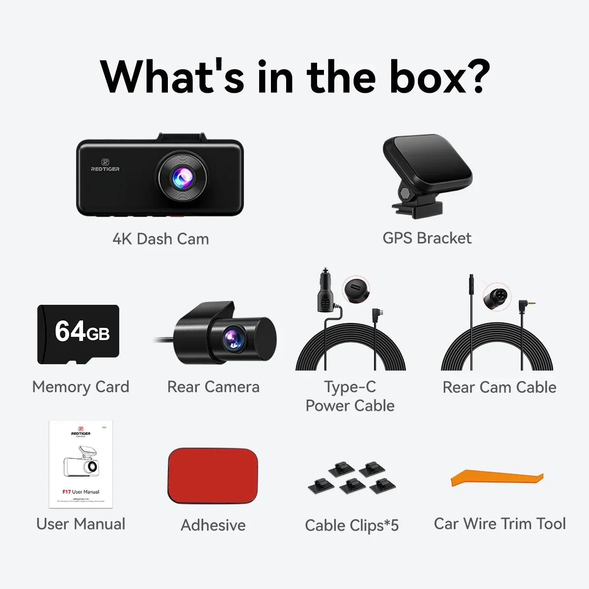 REDTIGER Dash Cam 3 Channel, DashCam Front and Rear with 5G WiFi GPSize, Dash Camera Three Way with 3 inch IPSize Sizecreen Free 64GB Card, Triple Car Camera with IR Night Vision, Vehicle