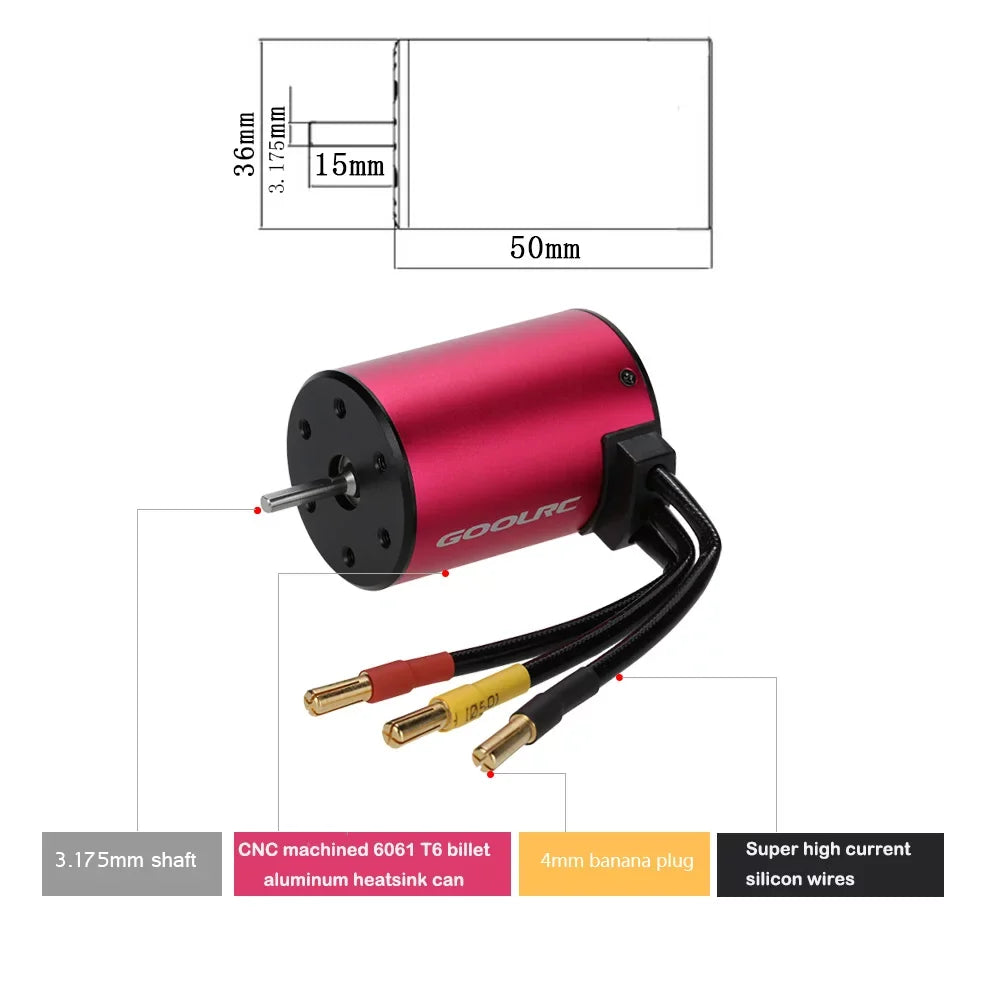 GoolRC ESizeC,Motor 1/10Size3650 3100kv 4 Poles Motor Eryue Poles Motor 1/10 3100kv 4 Poles 3100kv Motor Size3650 Car 3650 Motor Rookin Car Coolrc Motor