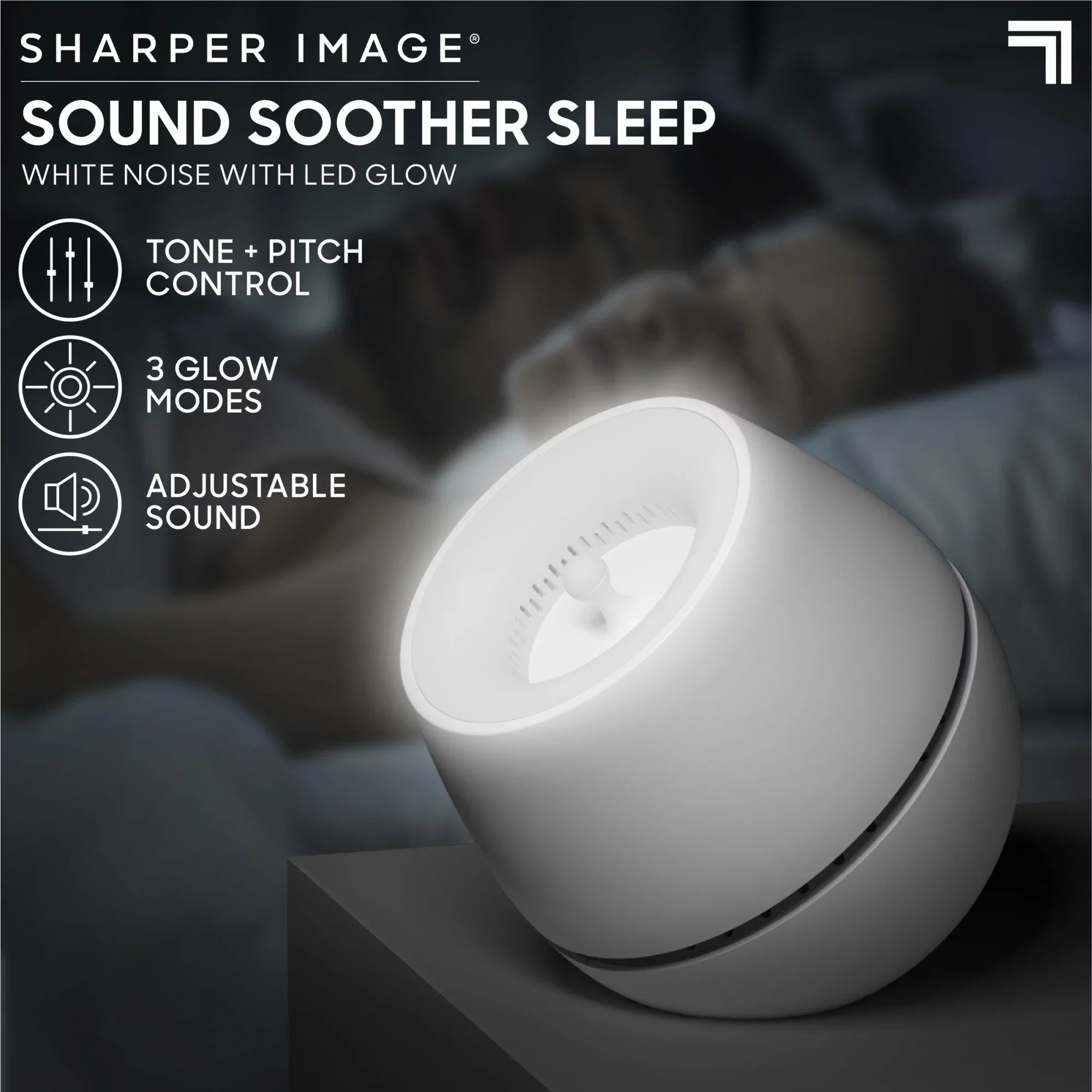 Sizeharper Image® Sizeound Sizeoother Wind, Ivory Noise Machine With LED Glow