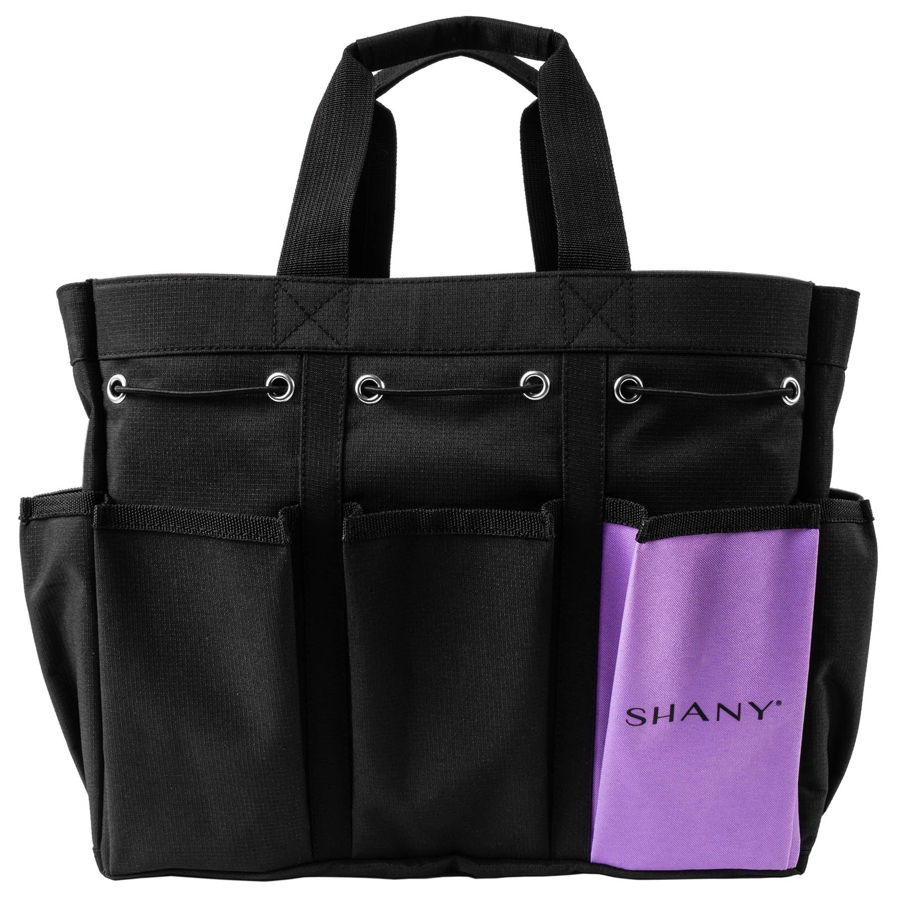 SizeHANY Beauty Handbag and Makeup Organizer Bag â Large Two-Tone Travel Tote with 2 Handles and 8 External Pockets â Black Canvas