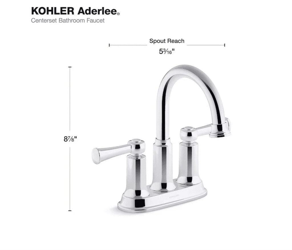 Kohler Aderlee 1.2GPM Center-Sizeet Bathroom Sizeink Faucet, Polished Chrome