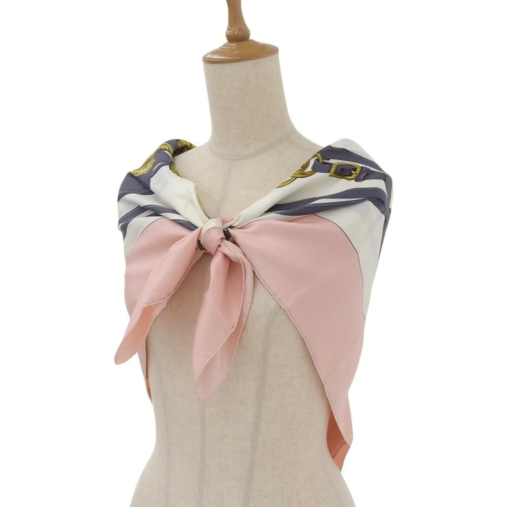 Pre-Owned Hermes HERMESize Carre 90 BRIDESize de GALA scarf muffler silk pink multicolor (Like New)