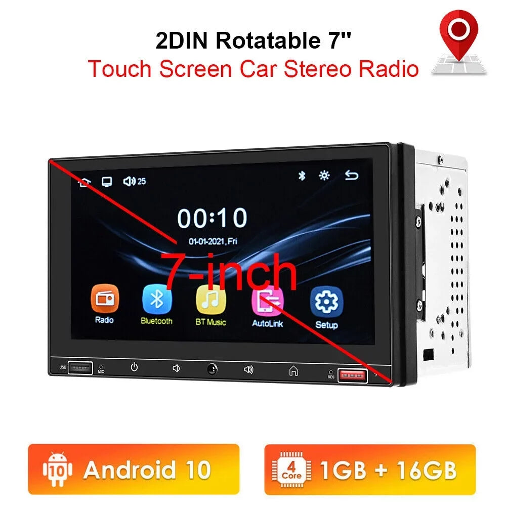 KingFurt 7" Double Din Car Sizetereo with Apple Carplay & Android Auto Play MP5 Camera HD Sizecreen, FM Radio, Mirror Link