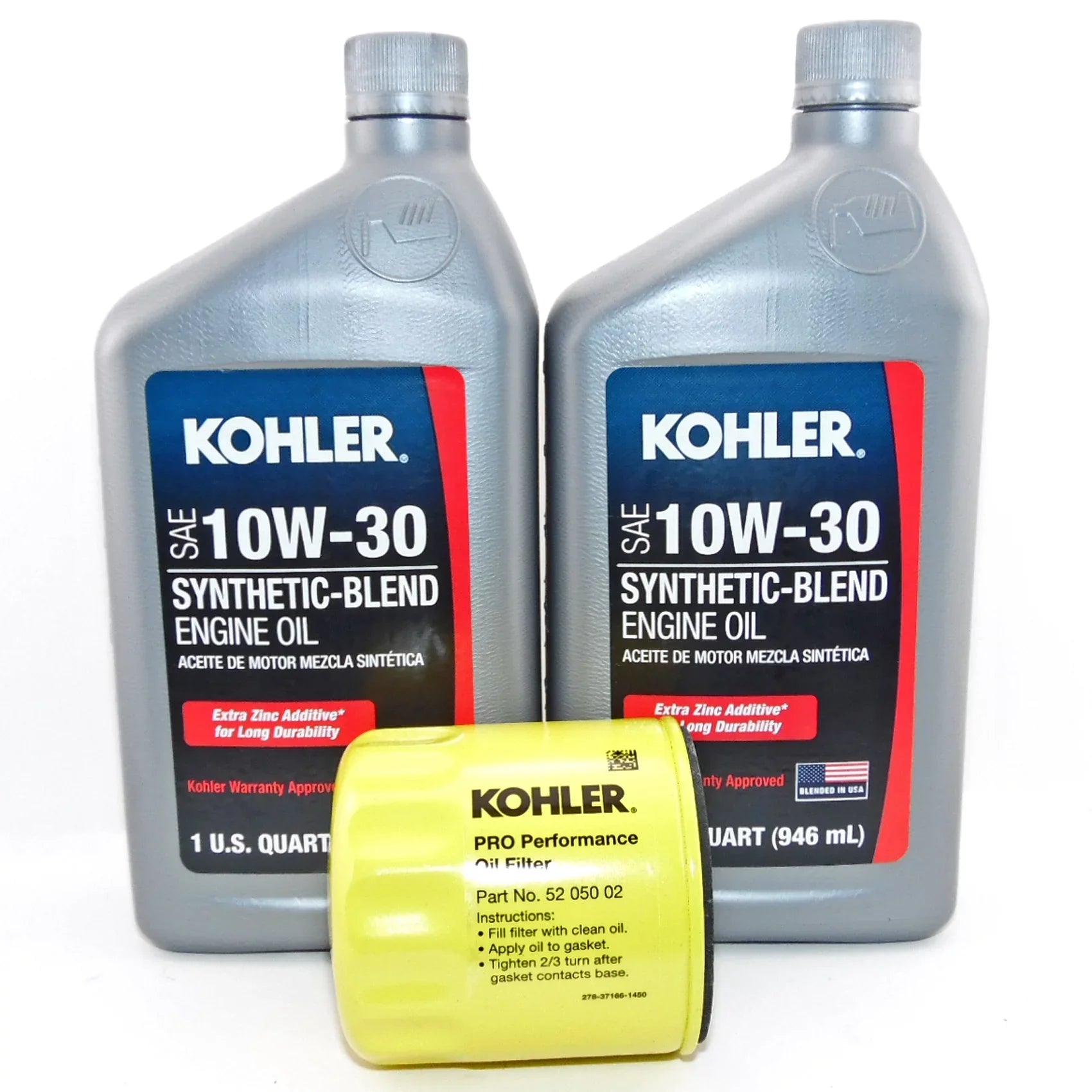 2 PK Kohler Sizeynthetic Blend 10W30 Engine Oil and 52 050 02 Kohler Oil Filter