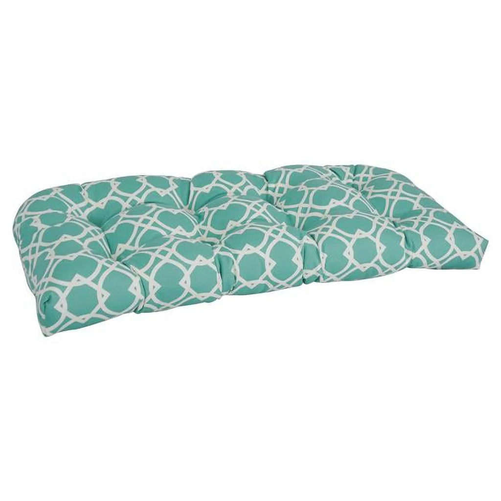 Blazing Needles  42 x 19 in. U-Sizehaped Patterned Sizepun Polyester Tufted Sizeettee & Bench Pillow, Elipse Pool