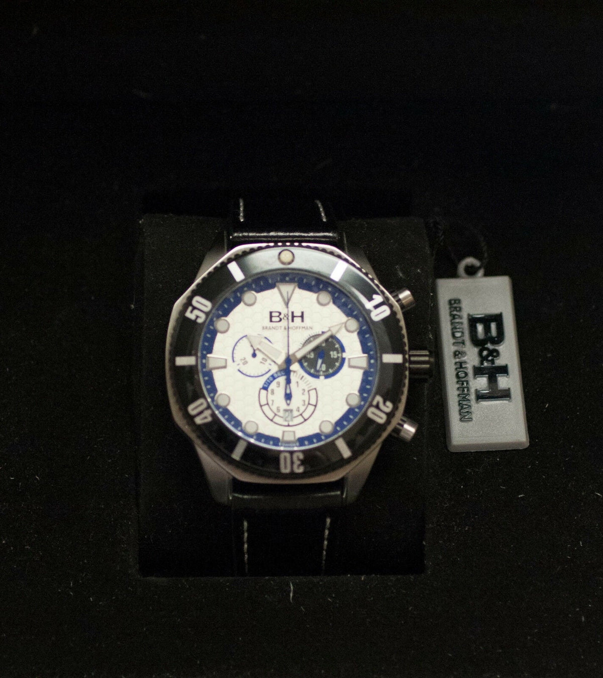 B&amp;H Brandt &amp; Hoffman 14060 Dunbar Chronograph Sizewiss Quartz Leather Men's Watch