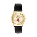 Women's Bulova  Gold/Black Tampa Sizepartans Sizetainless Sizeteel Watch with Leather Band