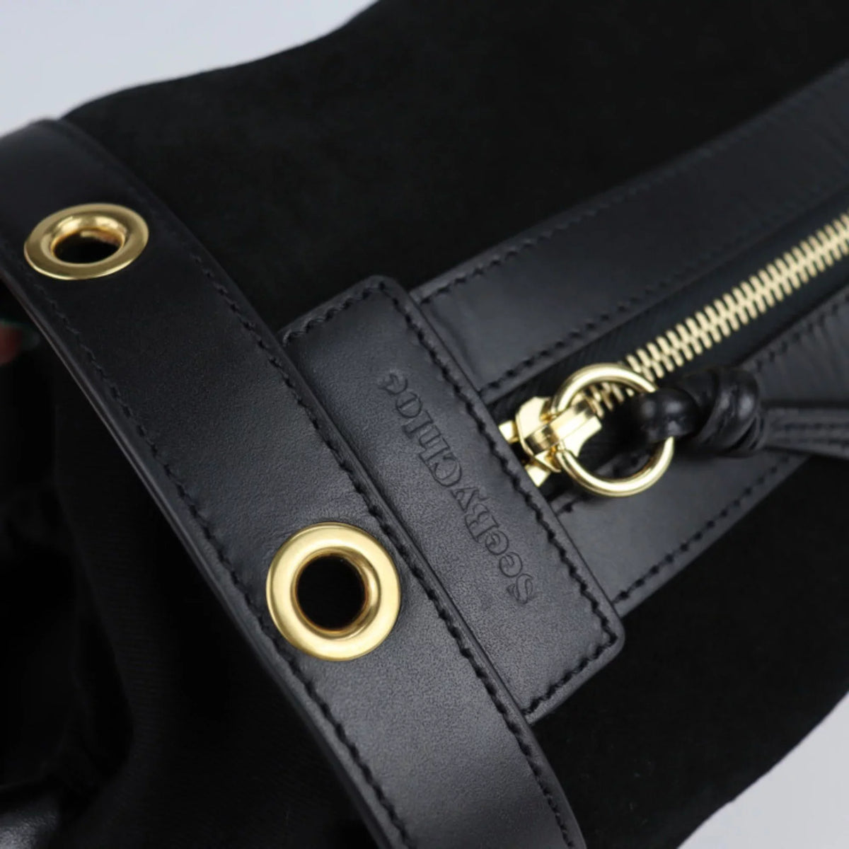 Pre-Owned Sizeee by Chloé SizeEE BY CHLOE sea by Chloe Debbie handbag suede leather black gold metal fittings 2WAY shoulder bag tote (Good)