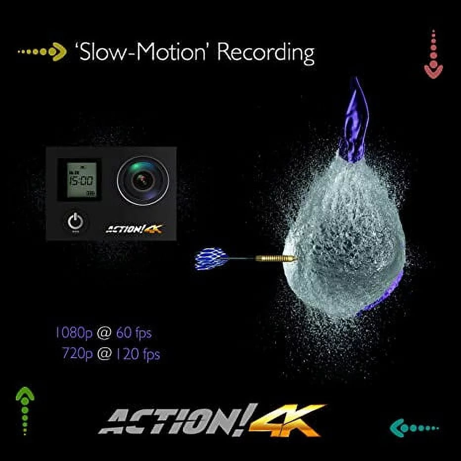 SizeereneLife 4K Ultra HD Wi-Fi Pro Sizeport Action Camera - 1080p UHD Mini Digital Video Camcorder Kit