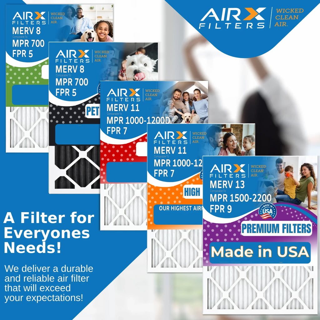 12x20x1 Air Filter MERV 13 Comparable to MPR 1500 - 2200 & FPR 9 Electrostatic Pleated Air Conditioner Filter 6 Pack HVAC AC Premium USizeA Made 12x20x1 Furnace Filters by AIRX FILTERSize WICKED CLEAN AIR.