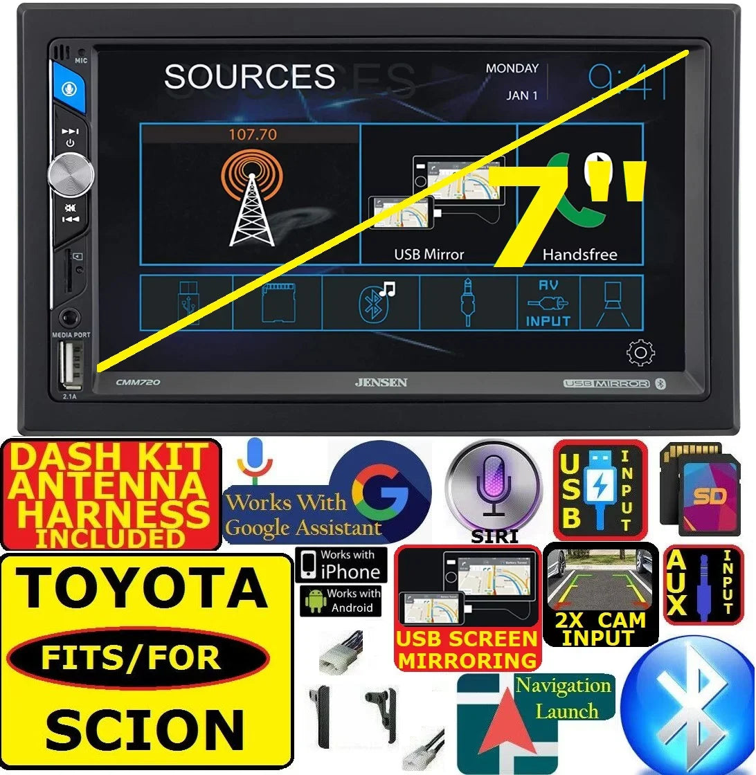 FITSize TOYOTA SizeCION AM/FM USizeB/BLUETOOTH TOUCHSizeCREEN CAR RADIO SizeTEREO PKG.  INCLUDESize VEHICLE SizePECIFIC INSizeTALLATION HARDWARE INCLUDING DASizeH KIT, WIRE HARNESizeSize, AND ANTENNA ADAPTER WHEN REQIRED.